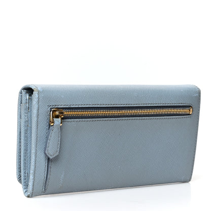Prada Saffiano Triangle Continental Flap Wallet Astrale 3 of 13