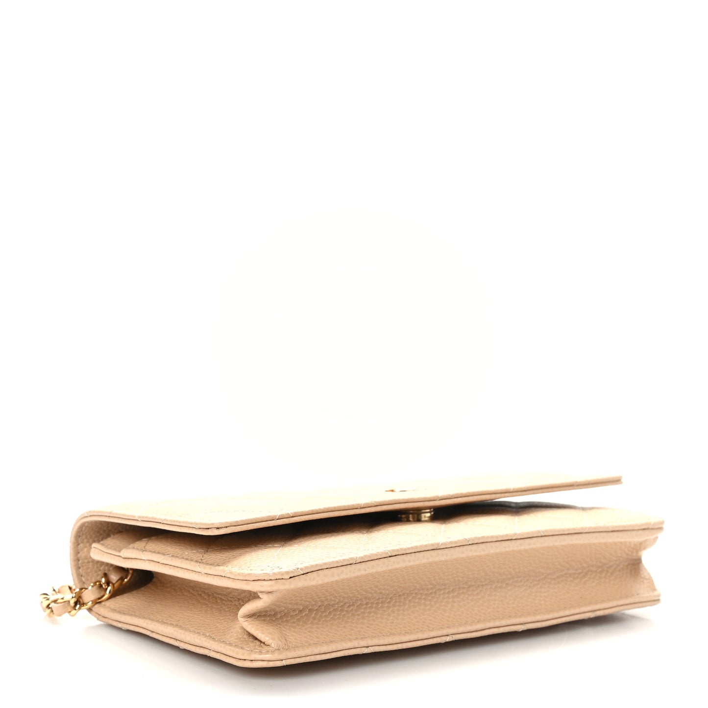 Caviar Quilted Wallet On Chain WOC Beige