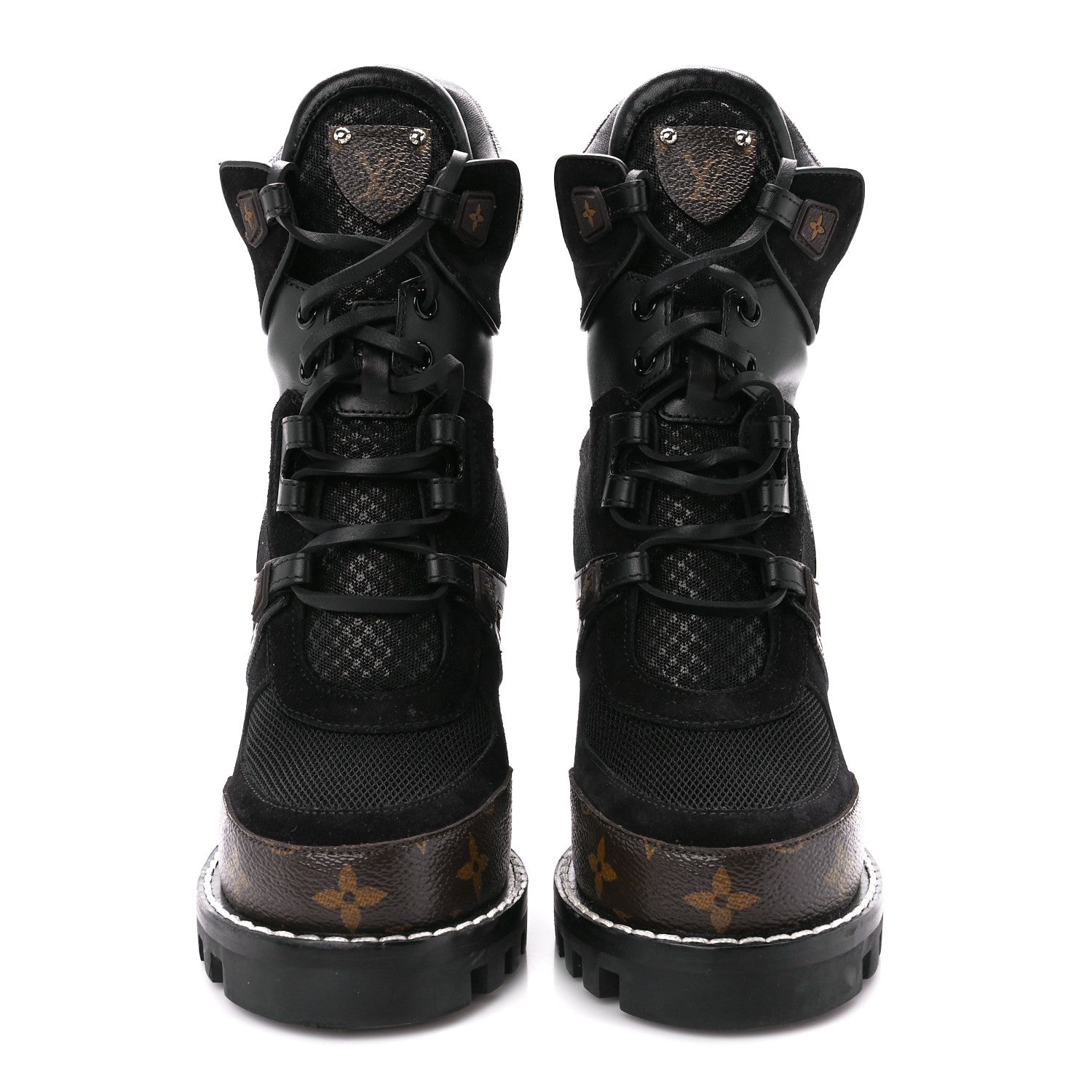 Louis Vuitton Suede Calfskin Monogram Star Trail Ankle Boots 37.5 Black 2 of 7