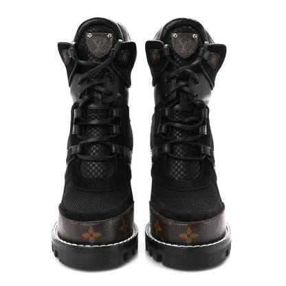 Louis Vuitton Suede Calfskin Monogram Star Trail Ankle Boots 37.5 Black 2 of 7