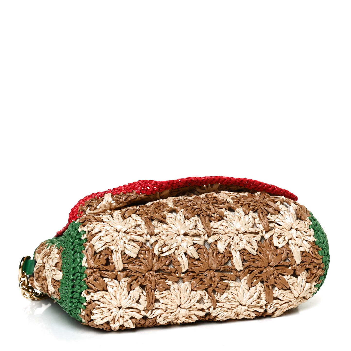 Raffia Azalea Calfskin Crochet Flower Small GG Marmont Shoulder Bag Natural Ecru Green Red New Shamarock