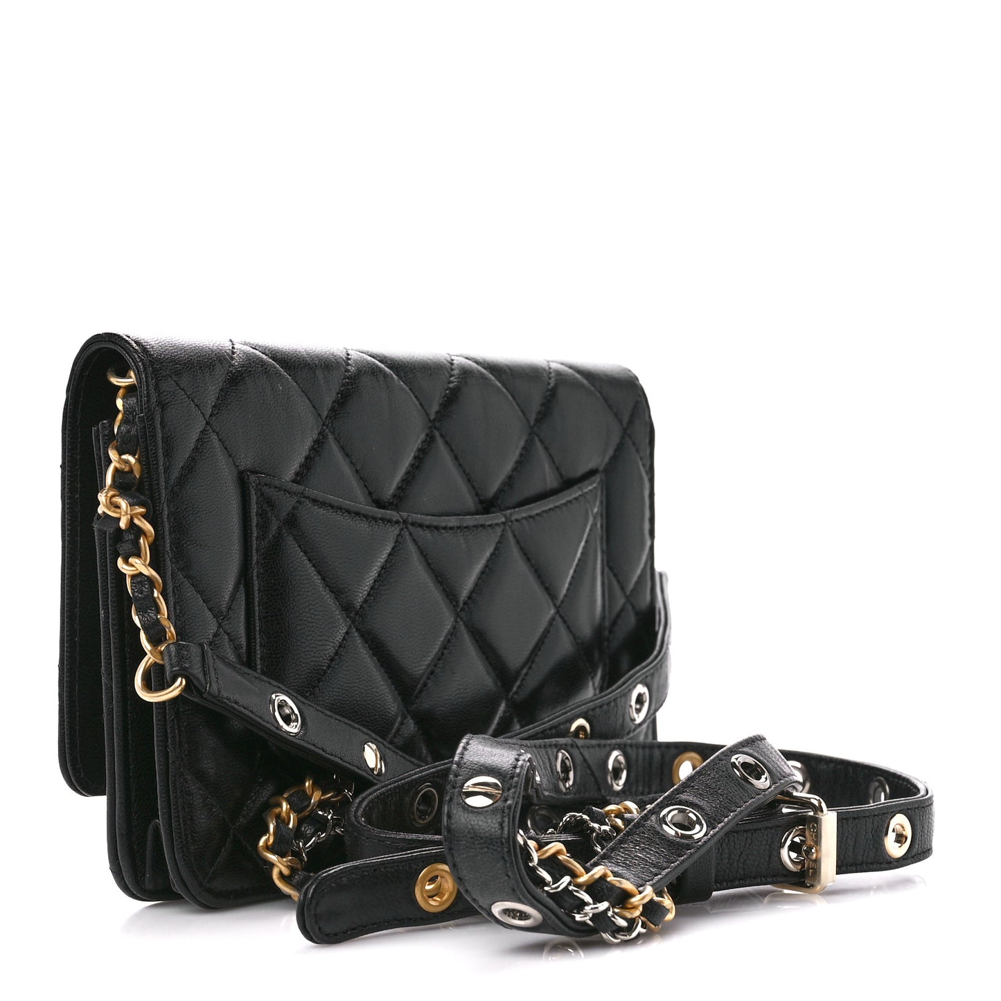 Goatskin Quilted Quilted Like A Wallet Wallet On Chain WOC Black