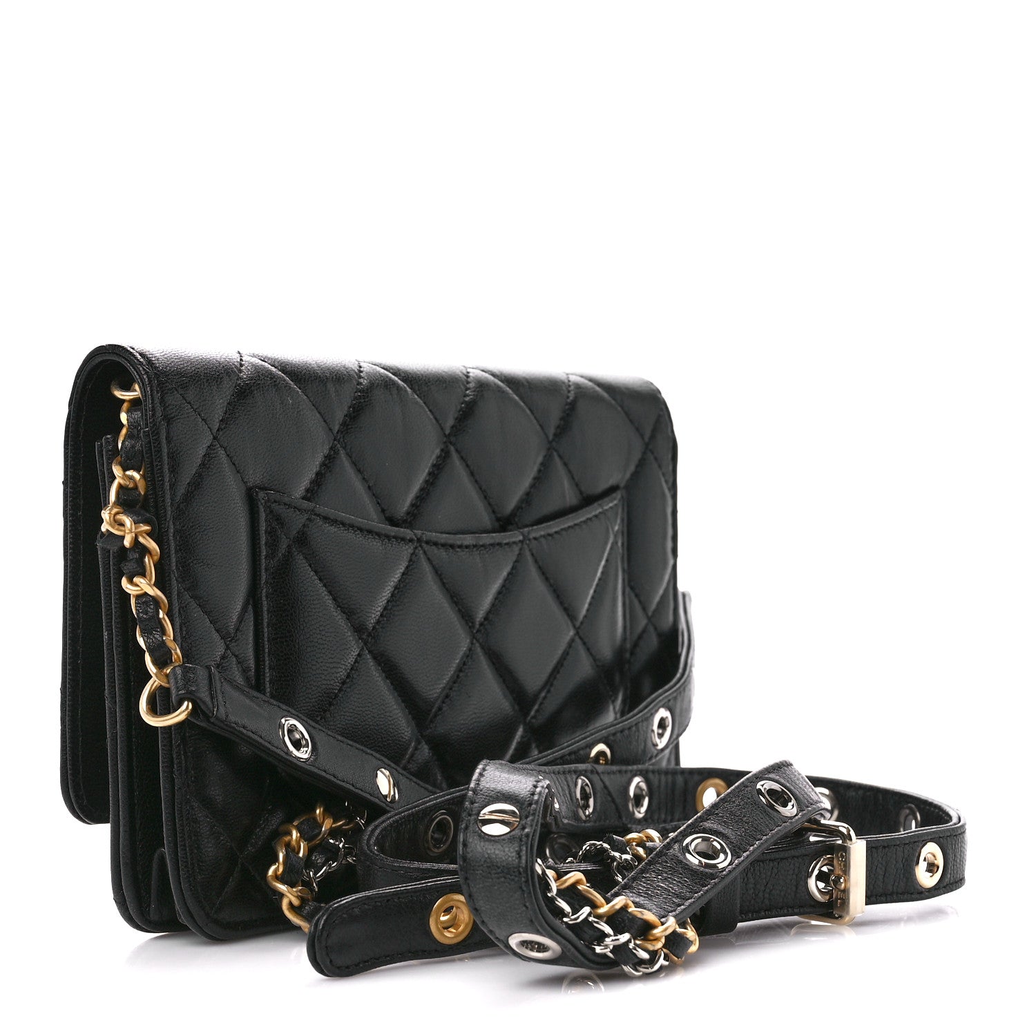 Chanel Goatskin Quilted Quilted Like A Wallet Wallet On Chain WOC Black 2 of 12