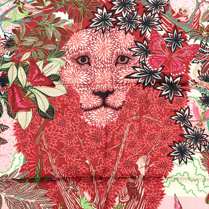 Hermes Silk Wild Singapore Scarf 90 Rose Vert Bordeaux 2 of 3