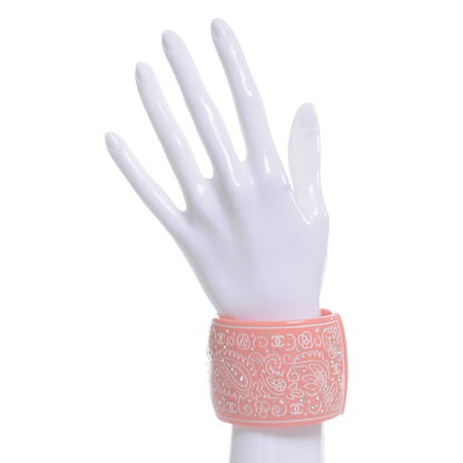 Chanel Resin Diamante Wide Bracelet Cuff Pink 2 of 5