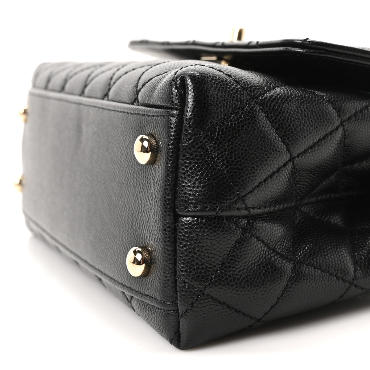 Caviar Lizard Embossed Quilted Mini Coco Handle Flap Black