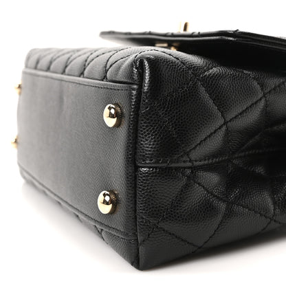 Chanel Caviar Lizard Embossed Quilted Mini Coco Handle Flap Black 10 of 10