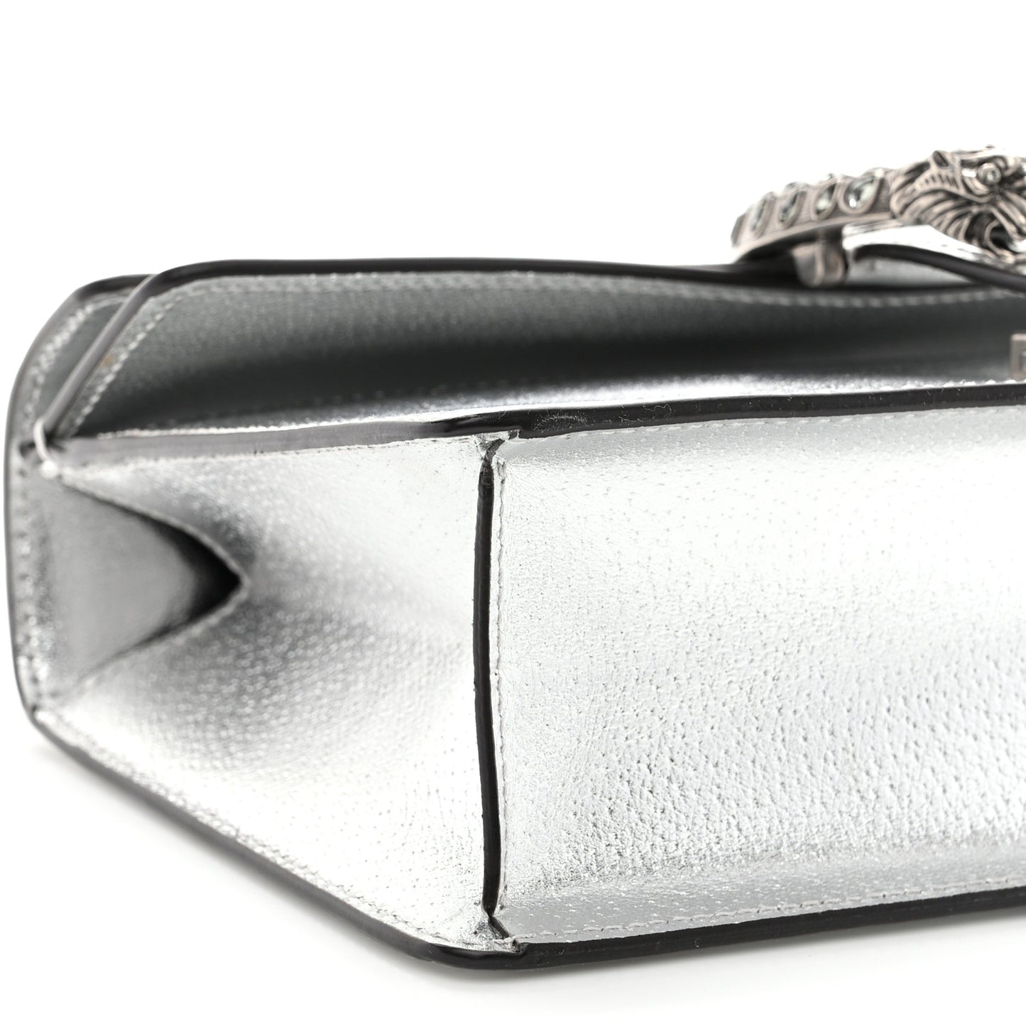 Metallic Textured Calfskin Crystal Small Dionysus Shoulder Bag Silver