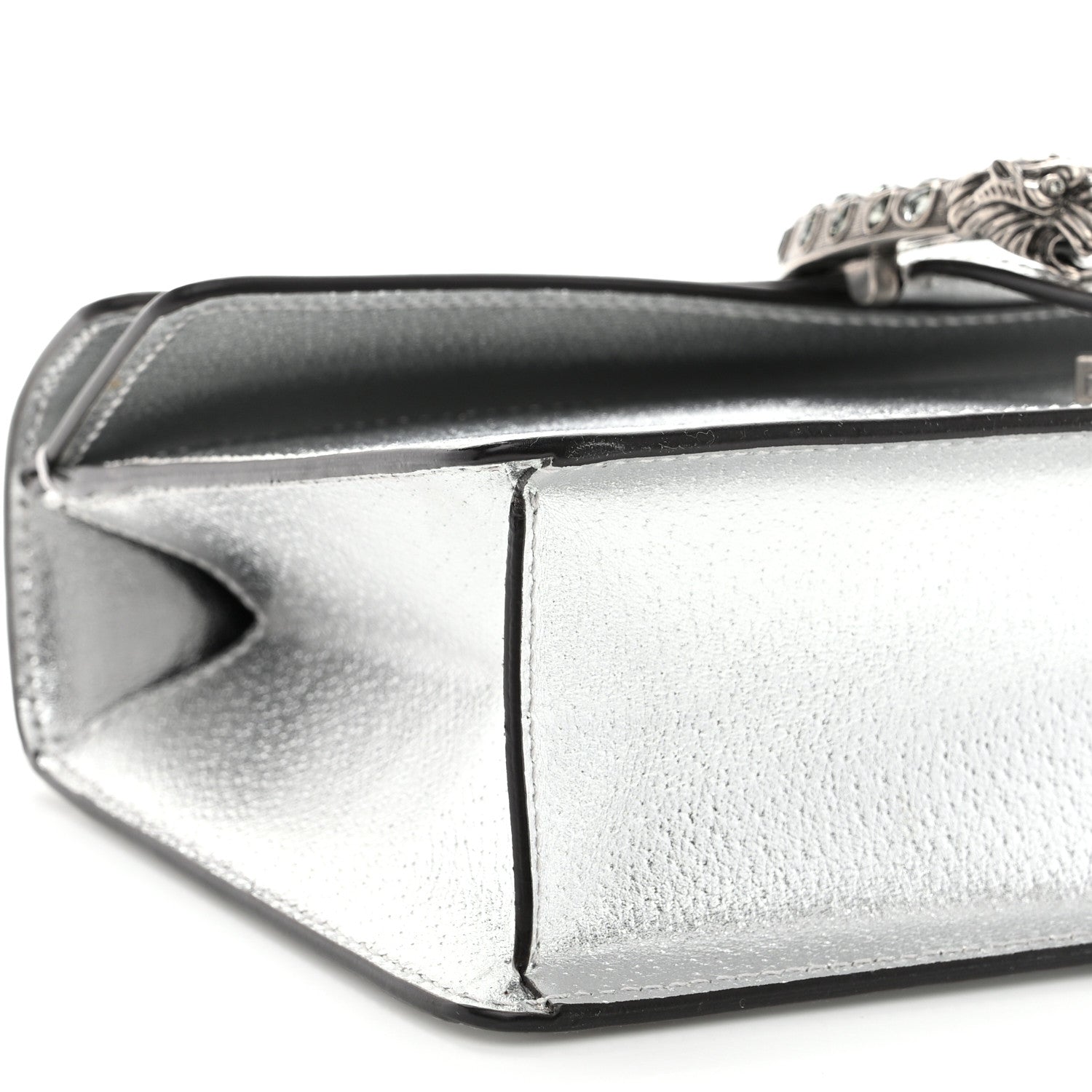 Gucci Metallic Textured Calfskin Crystal Small Dionysus Shoulder Bag Silver 10 of 13