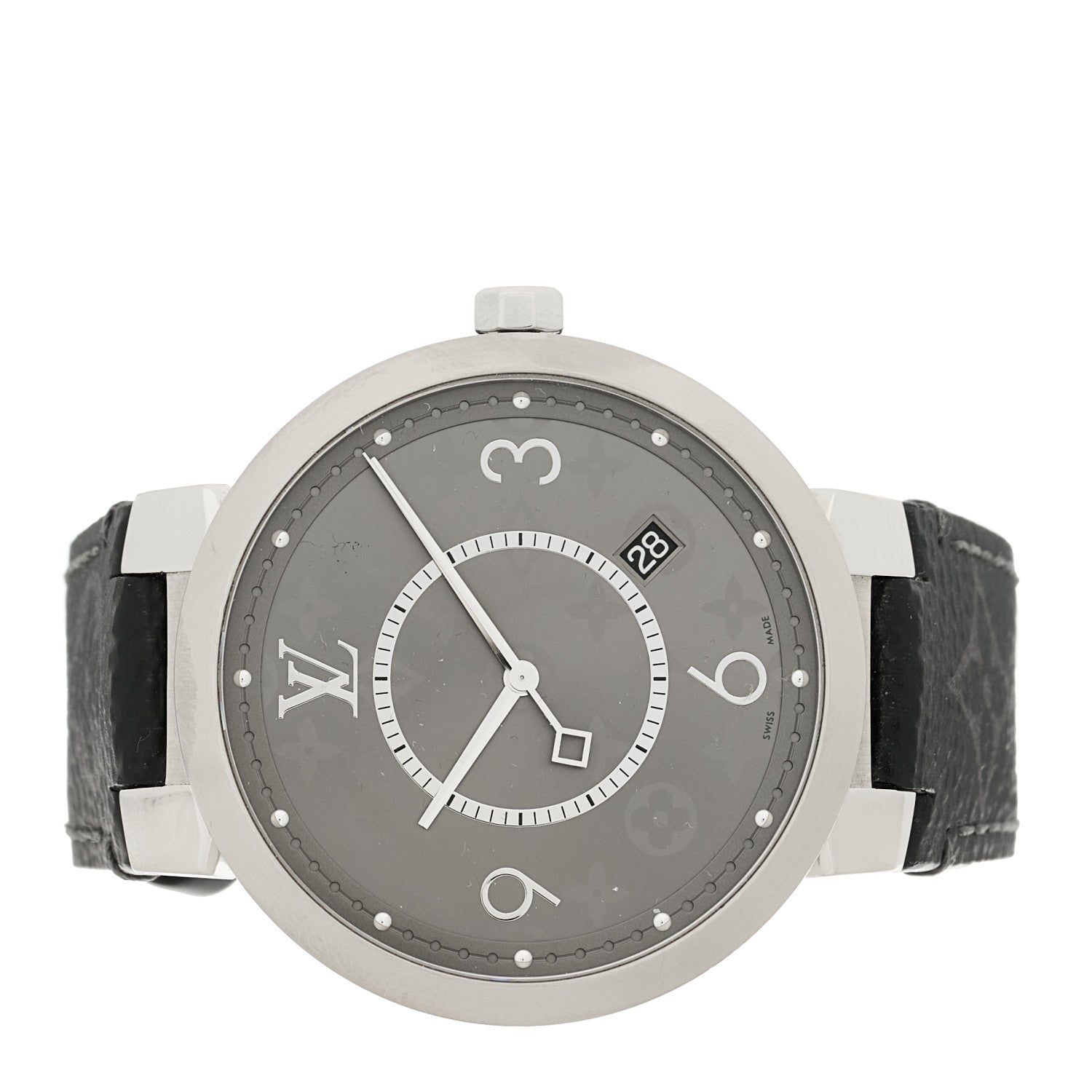 Louis Vuitton Stainless Steel Monogram Eclipse 39mm Tambour Slim Quartz Watch 2 of 4