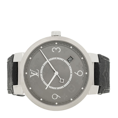 Louis Vuitton Stainless Steel Monogram Eclipse 39mm Tambour Slim Quartz Watch 2 of 4