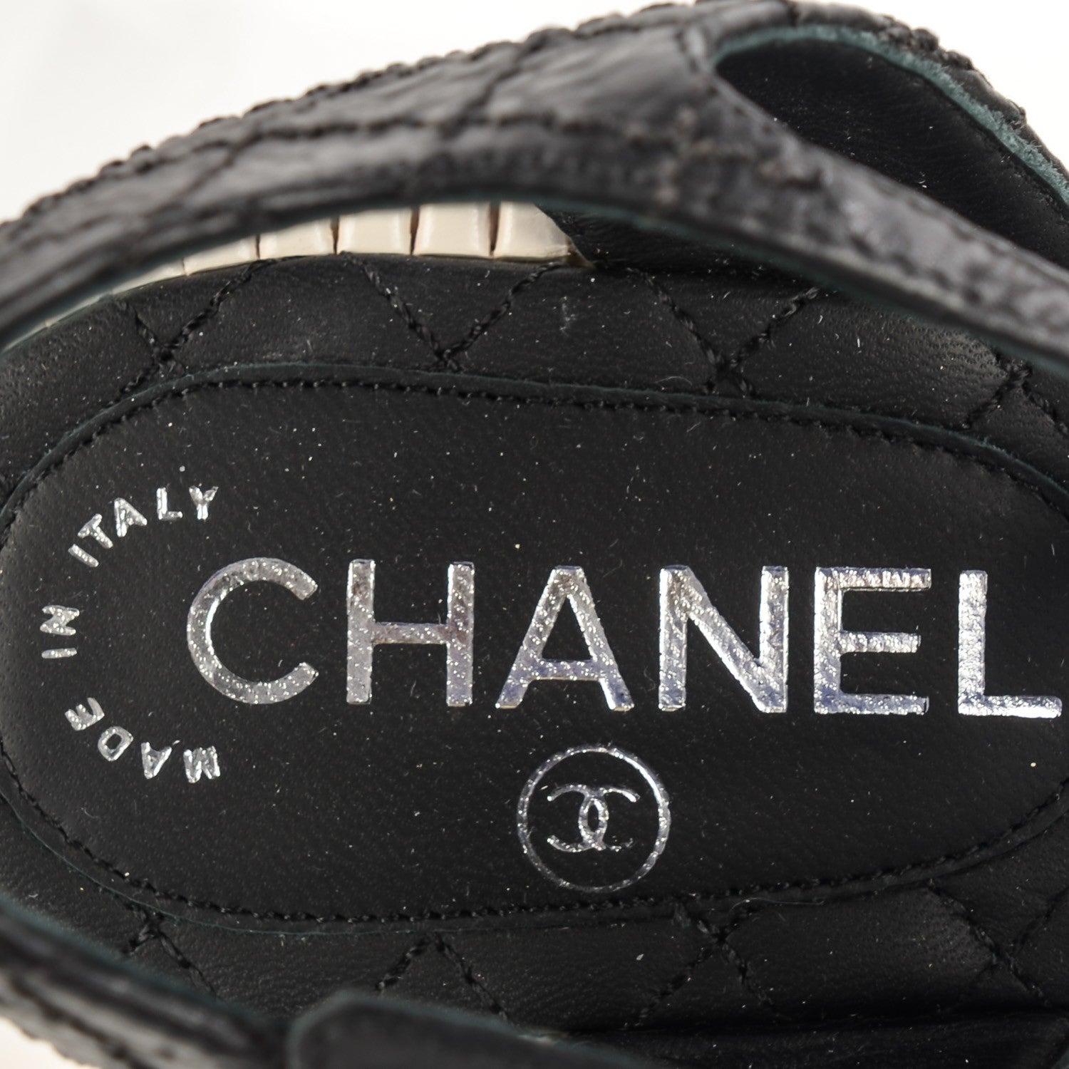 Chanel Calfskin CC Chain Thong Sandals 37.5 Black 7 of 7