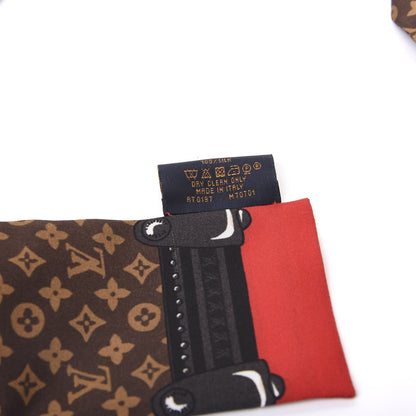 Louis Vuitton Silk Monogram Jaguar Animalle Bandeau Scarf Marron 4 of 5