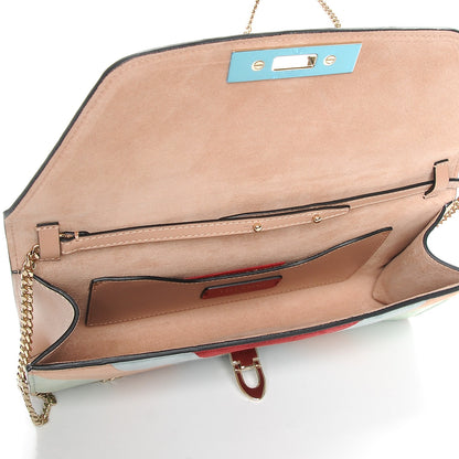 Valentino Garavani Suede Chevron Demilune Chain Clutch Multicolor 5 of 7