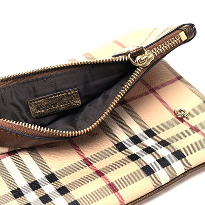 Burberry Haymarket Check Metallic Adeline Foldover Clutch Brown 6 of 7