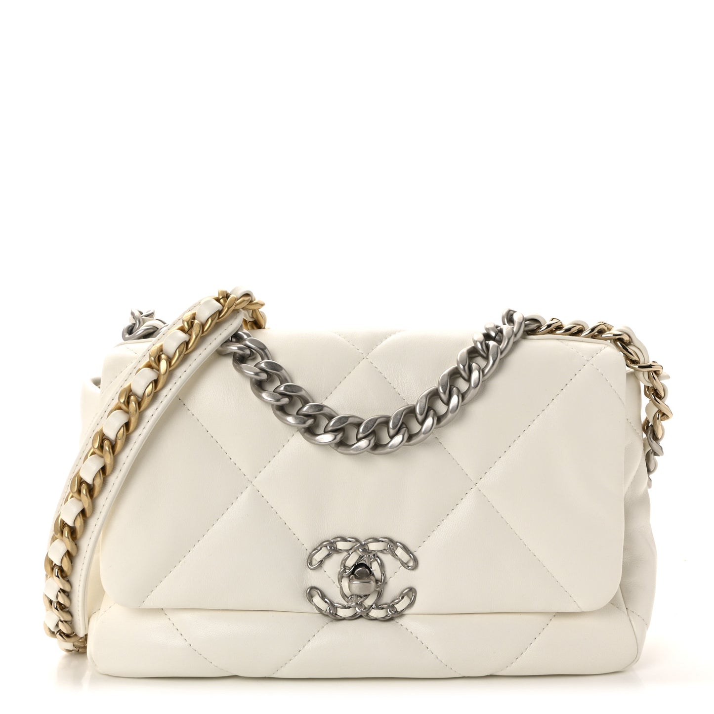 Lambskin Quilted Medium Chanel 19 Flap White