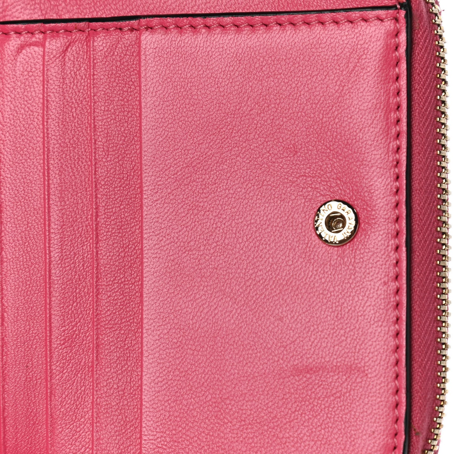 Nappa Rockstud Spike Compact Zip Around Wallet Shadow Pink