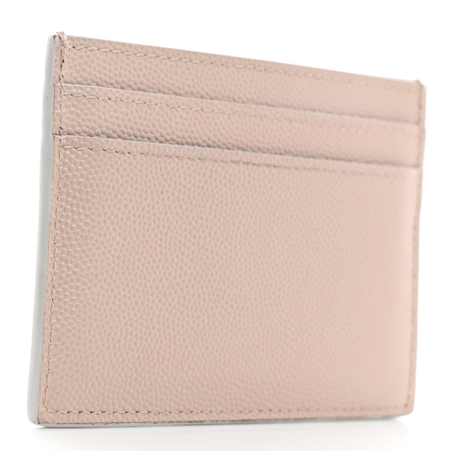 Saint Laurent Grain De Poudre Monogram Credit Card Case Rose 3 of 10
