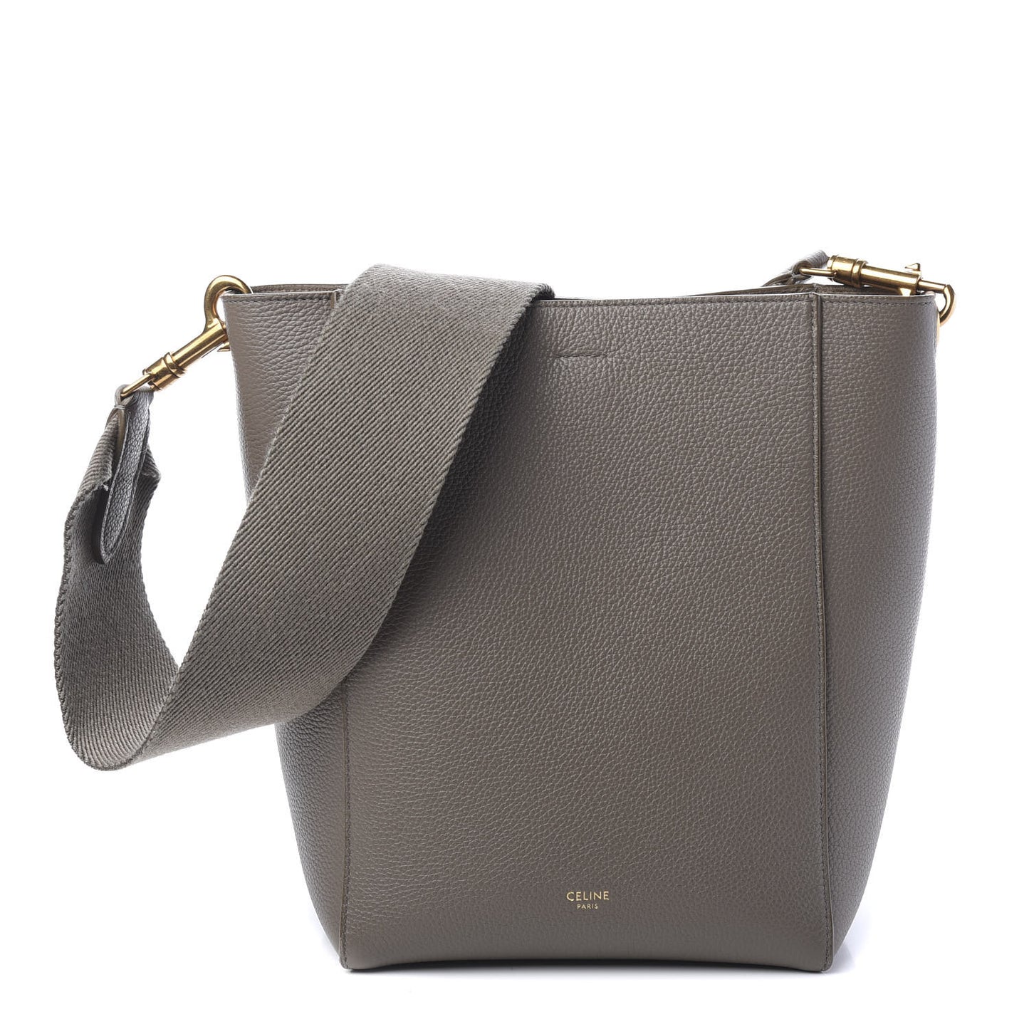 Soft Grained Calfskin Small Sangle Bucket Bag Taupe