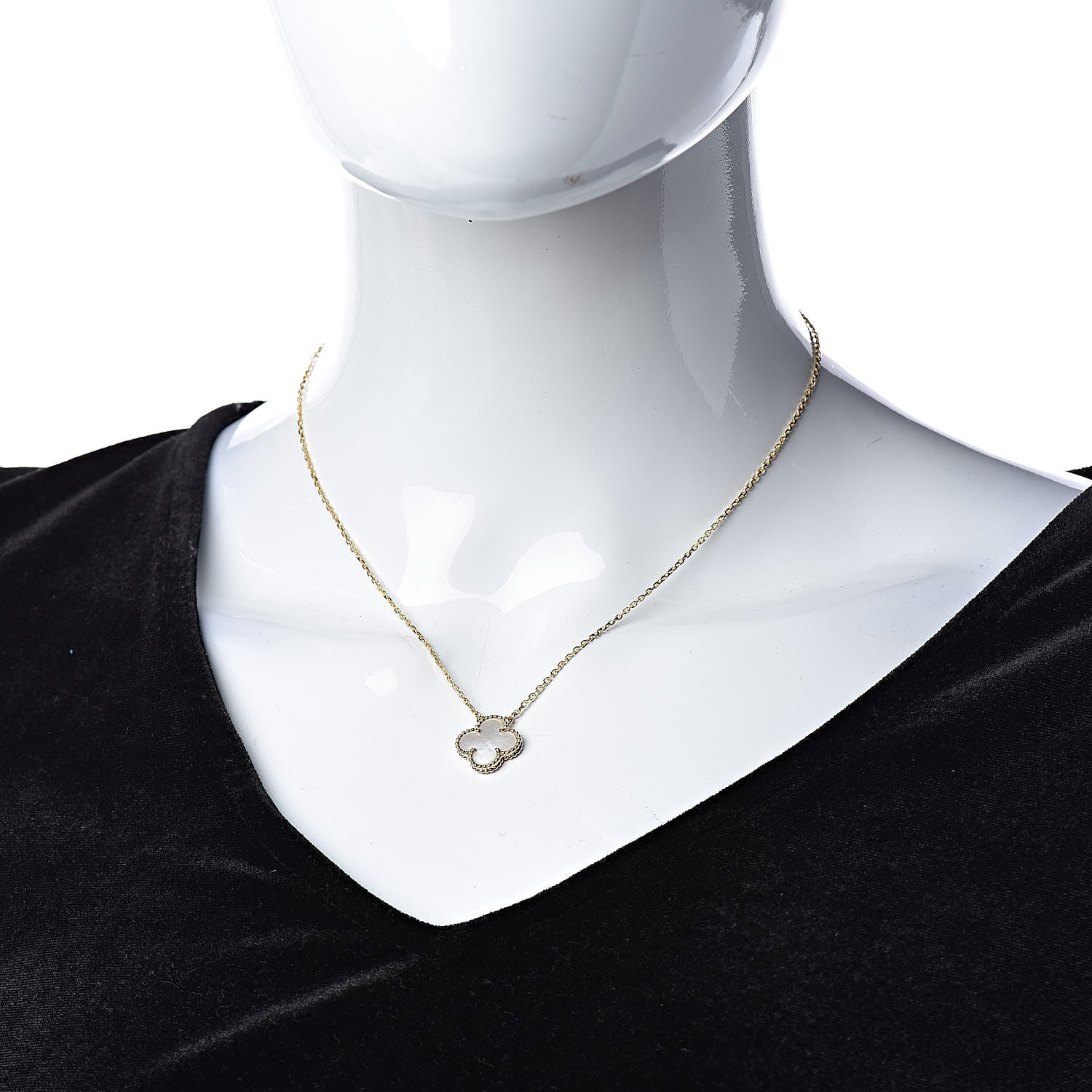 Van Cleef & Arpels 18K Yellow Gold Mother of Pearl Vintage Alhambra Pendant Necklace 2 of 6