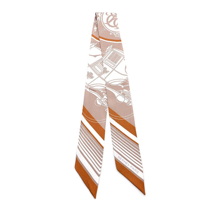Hermes Silk Ex-Libris Twilly Beige White Caramel 2 of 5