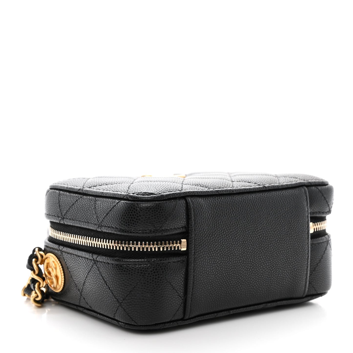 Caviar Quilted Twist Your Buttons Clutch With Chain Black