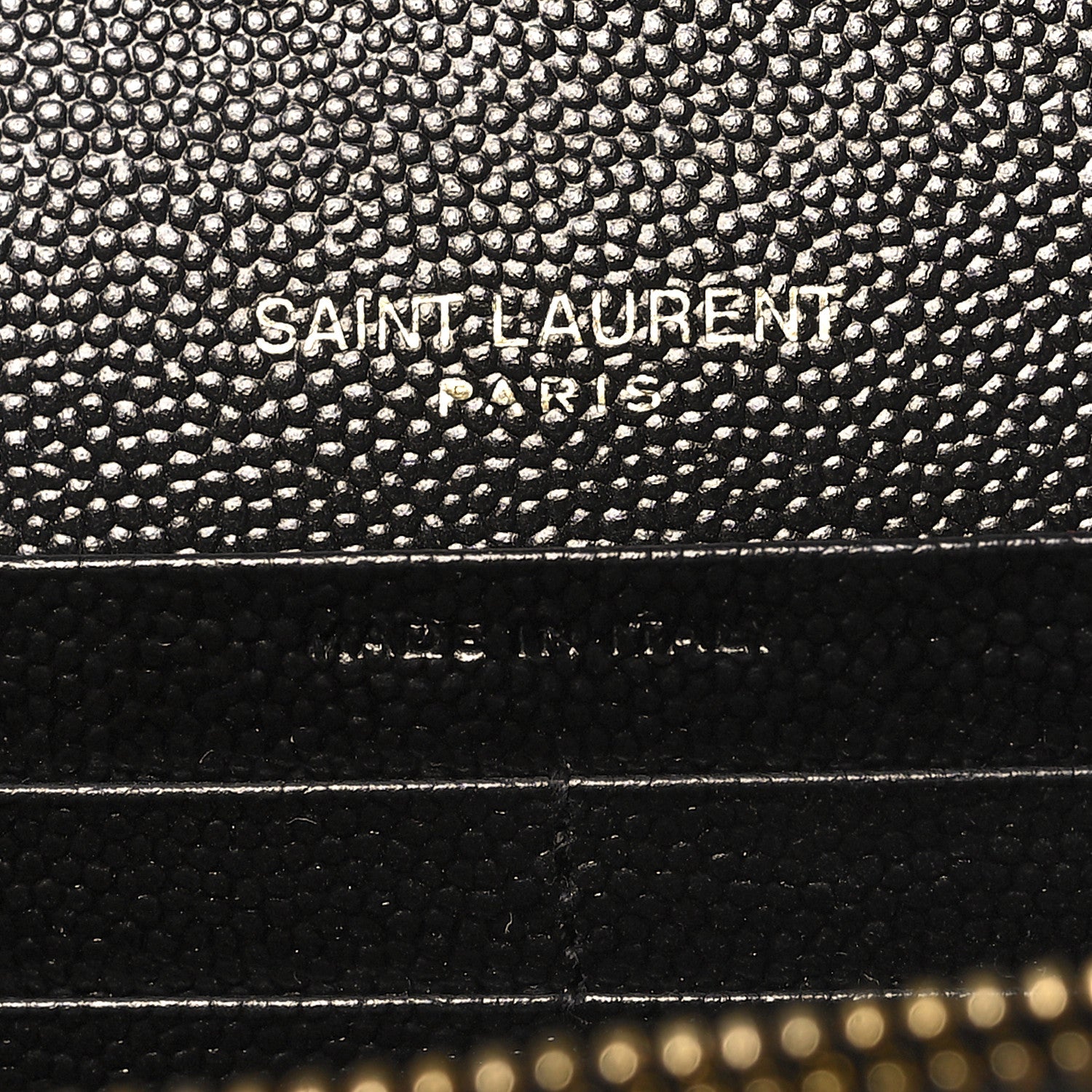 Saint Laurent Grain De Poudre Matelasse Chevron Monogram Chain Wallet Black 7 of 11