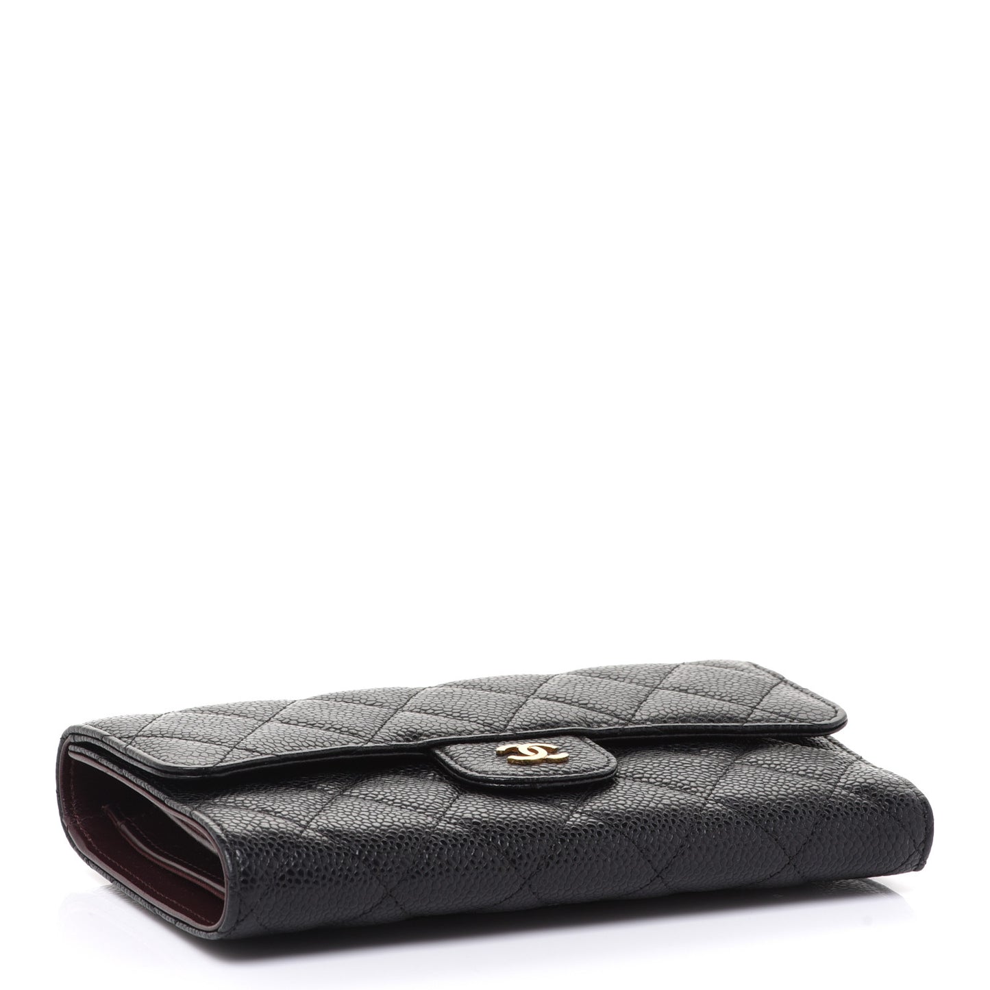 Caviar Quilted Large Flap Wallet Black