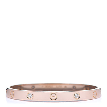 Cartier 18K Pink Gold 4 Diamond LOVE Bracelet 17 1 of 7