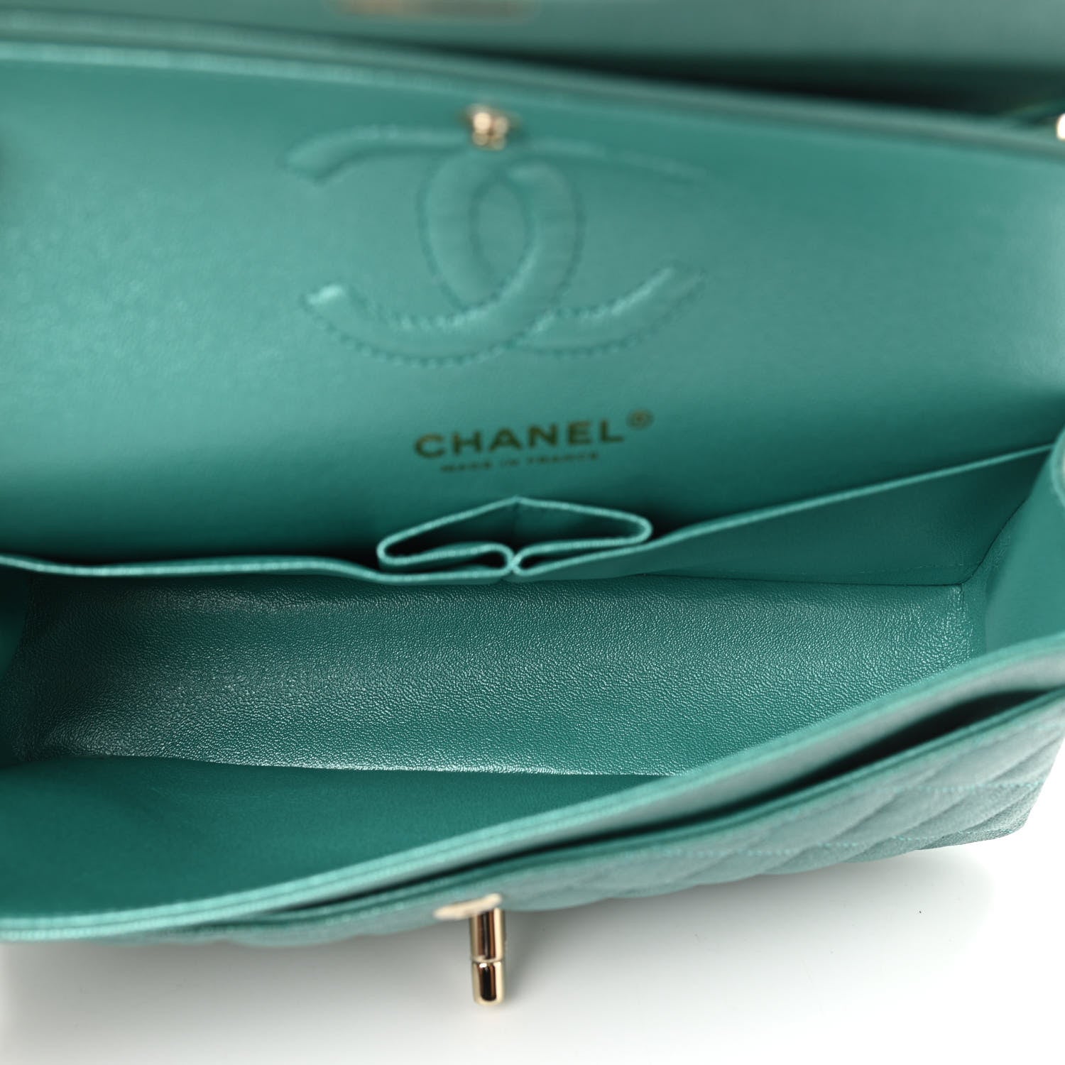 Chanel Iridescent Caviar Quilted Small Double Flap Green 5 of 11