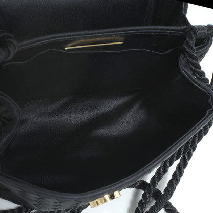 Bottega Veneta Vintage Woven Satin Evening Bag Black 5 of 6