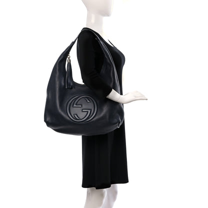 Gucci Pebbled Calfskin Large Soho Hobo Dark Blue 2 of 9
