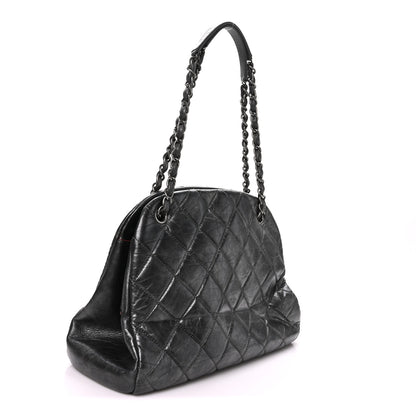 Chanel Iridescent Aged Calfskin Quilted Large Mademoiselle Bowling Bag Grey 3 of 10