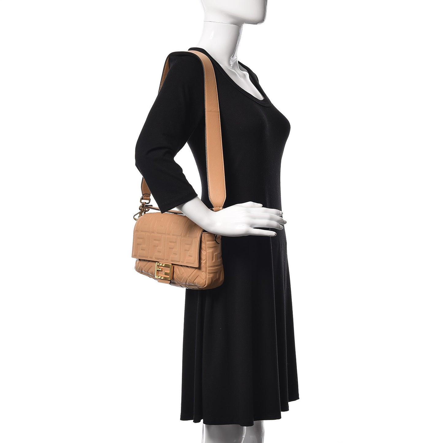 Nappa FF 1974 Embossed Baguette Miele Scuro