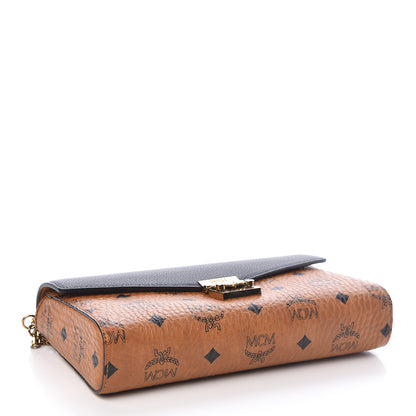 MCM Visetos Calfskin Millie Wallet On Chain Cognac Black 4 of 9
