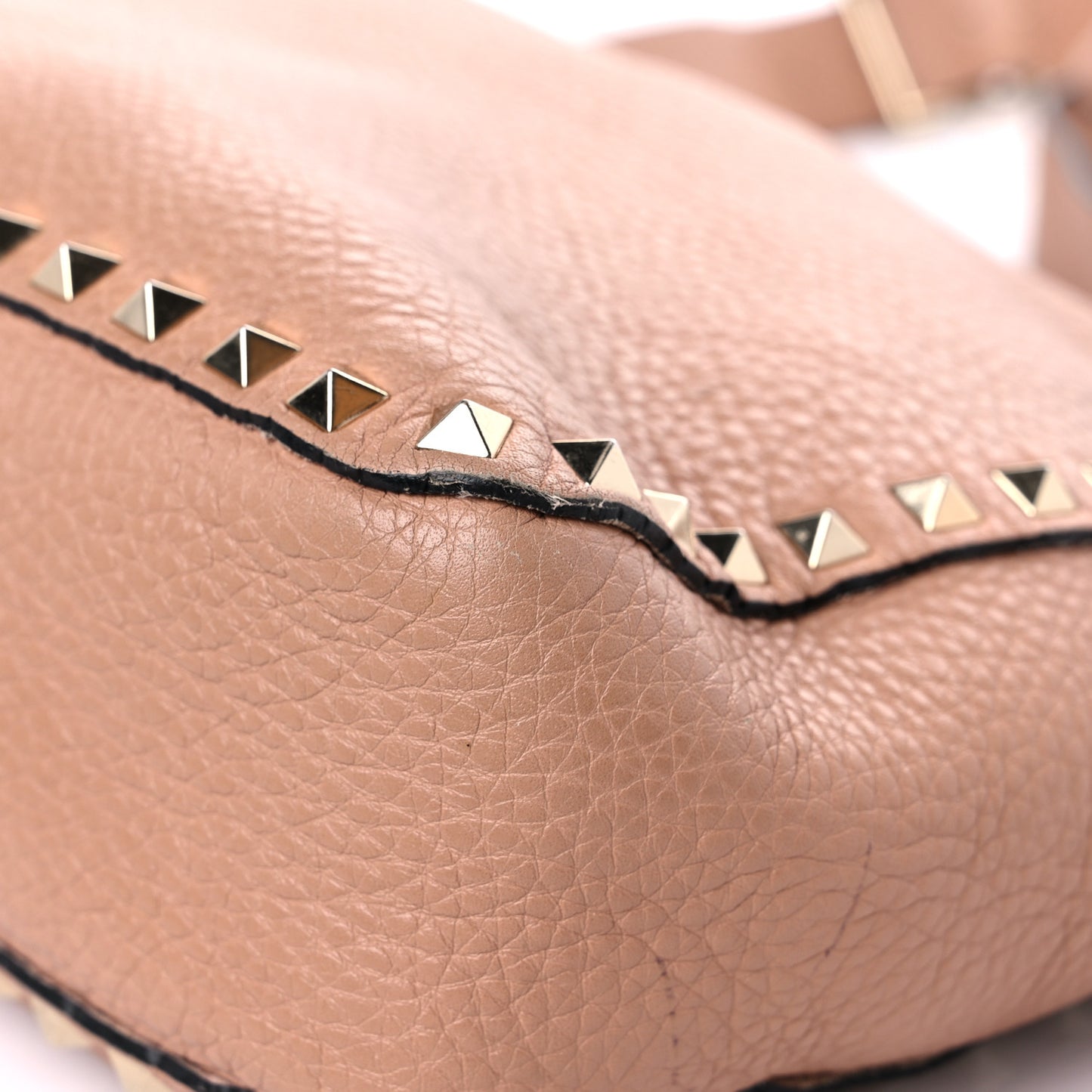 Pebbled Calfskin Small Rockstud Flip-Lock Messenger Bag Soft Noisette