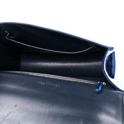 Christian Dior Metallic Patent Micro-Cannage Medium Diorama Flap Bag Blue 5 of 22