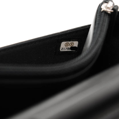 Chanel Lambskin Quilted Diamond CC Wallet On Chain WOC Black 8 of 9