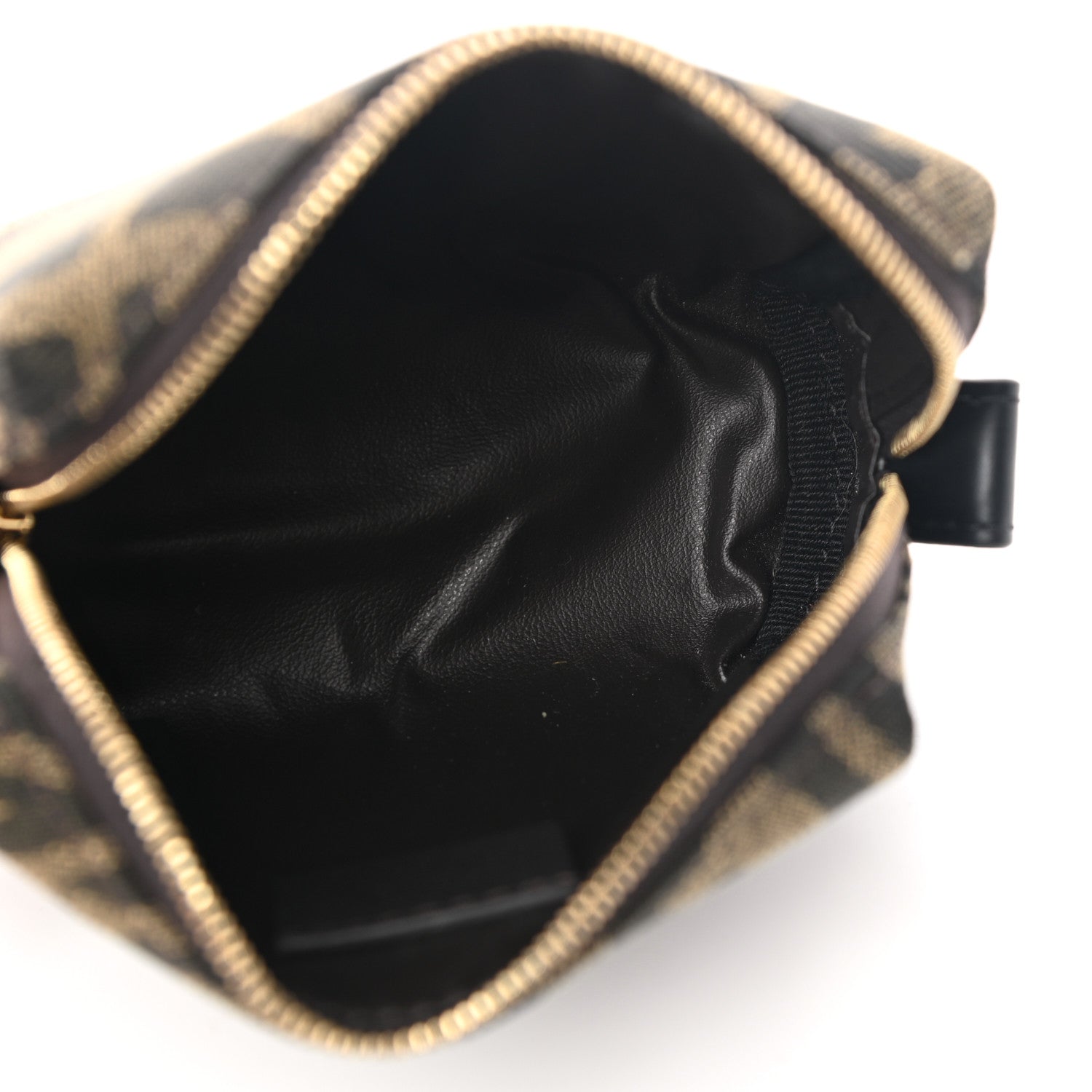 Fendi X SARAH COLEMAN Fabric Jacquard Vitello King FF Vertigo Small Trapezoid Beauty Pouch Tobacco Moro Black 5 of 7