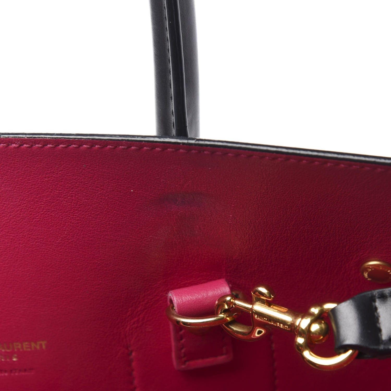 Saint Laurent Calfskin Small Sac De Jour Black Fuchsia 10 of 12
