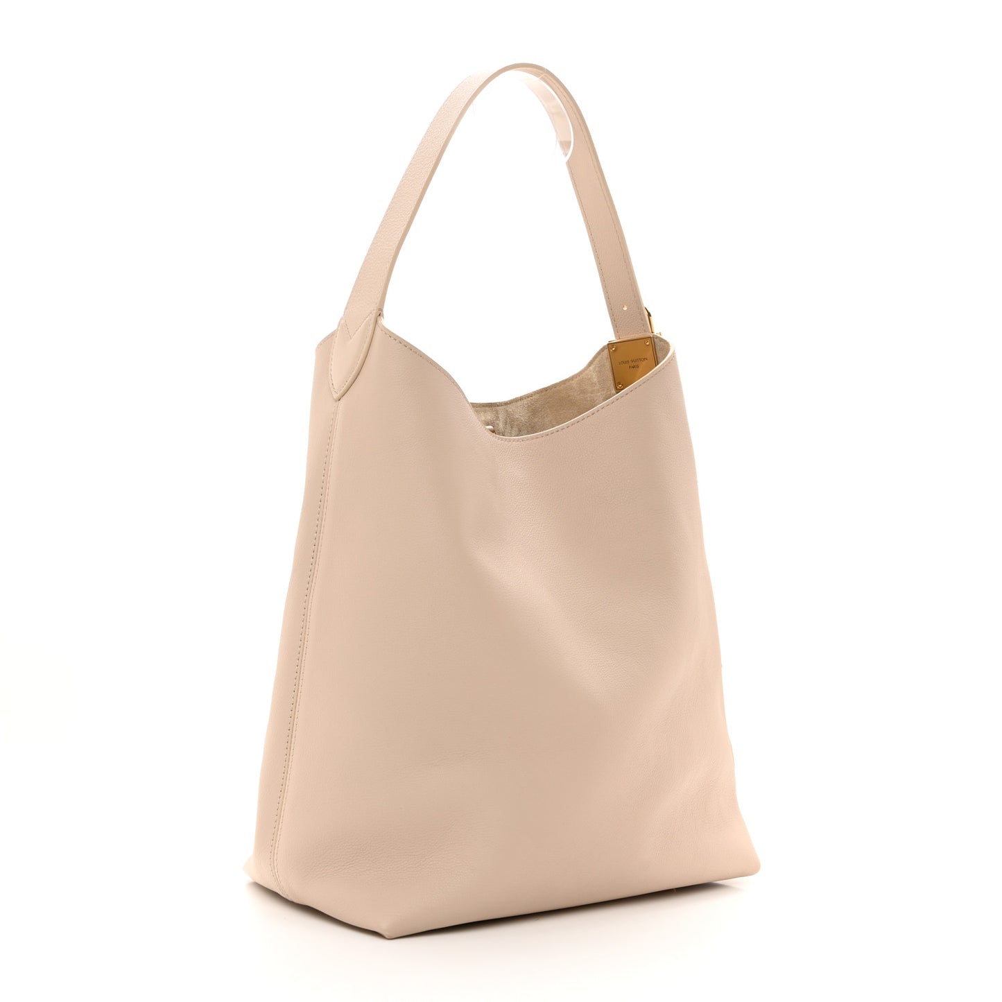 LOUIS VUITTON Grained Calfskin Low Key Hobo MM Limestone