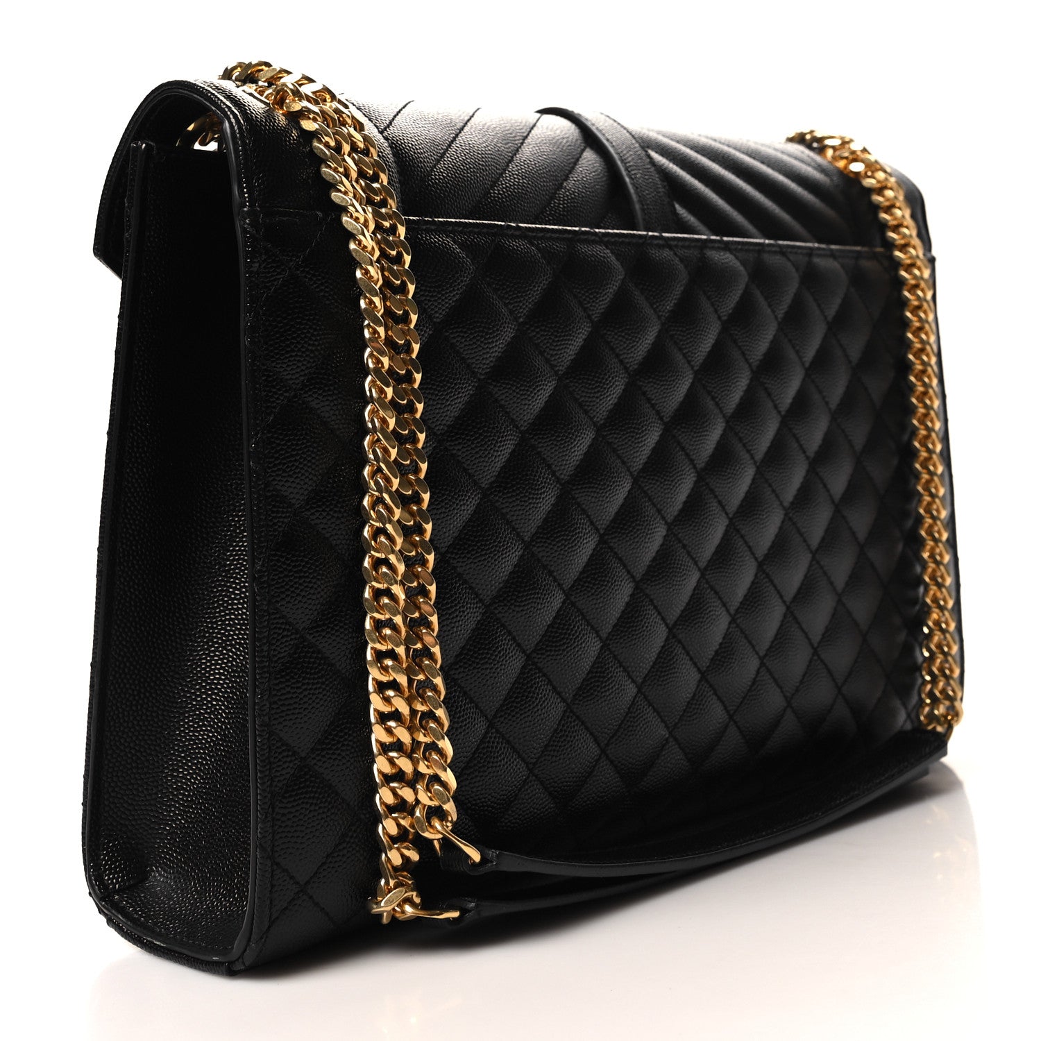 Saint Laurent Grain De Poudre Textured Mixed Matelasse Large Triquilt Monogram Satchel Black 3 of 10