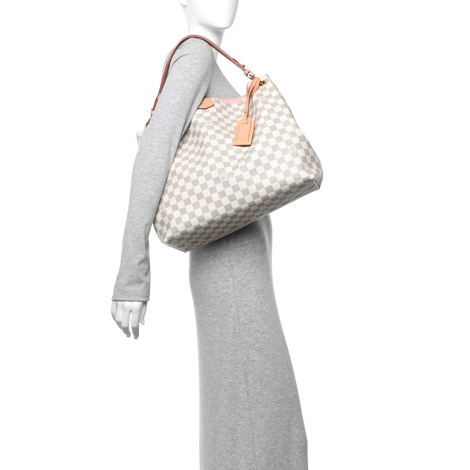 Louis Vuitton Damier Azur Graceful MM Rose Ballerine 2 of 9