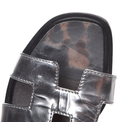 Hermes Metallic Nappa Calfskin Oran Sandals 35 Argent 6 of 11