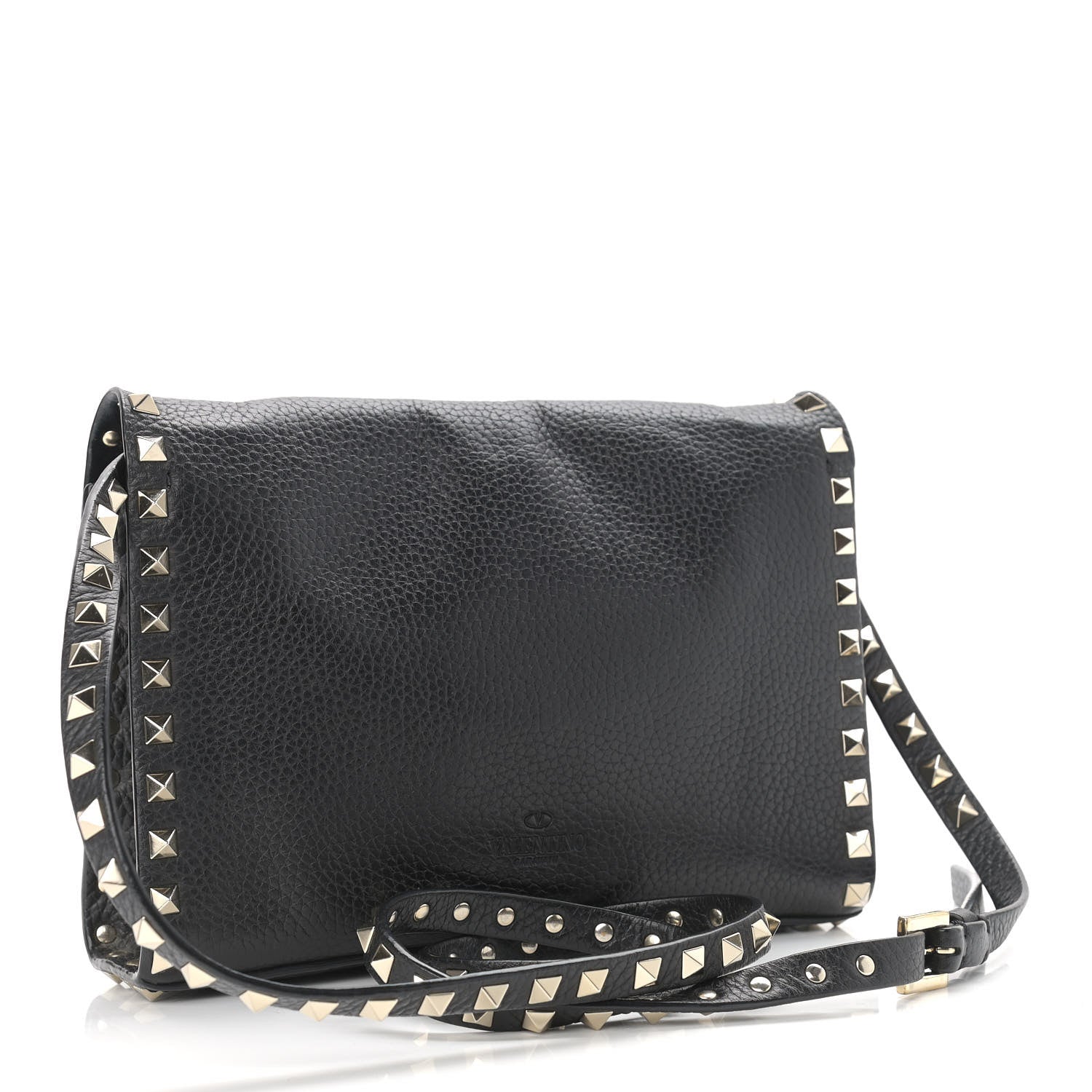 Valentino Garavani Pebbled Calfskin Medium Rockstud Flip Lock Crossbody Bag Black 3 of 11