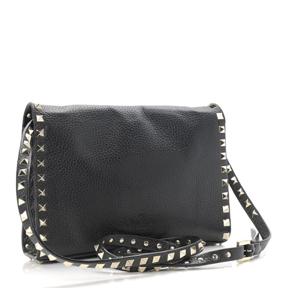 Valentino Garavani Pebbled Calfskin Medium Rockstud Flip Lock Crossbody Bag Black 3 of 11