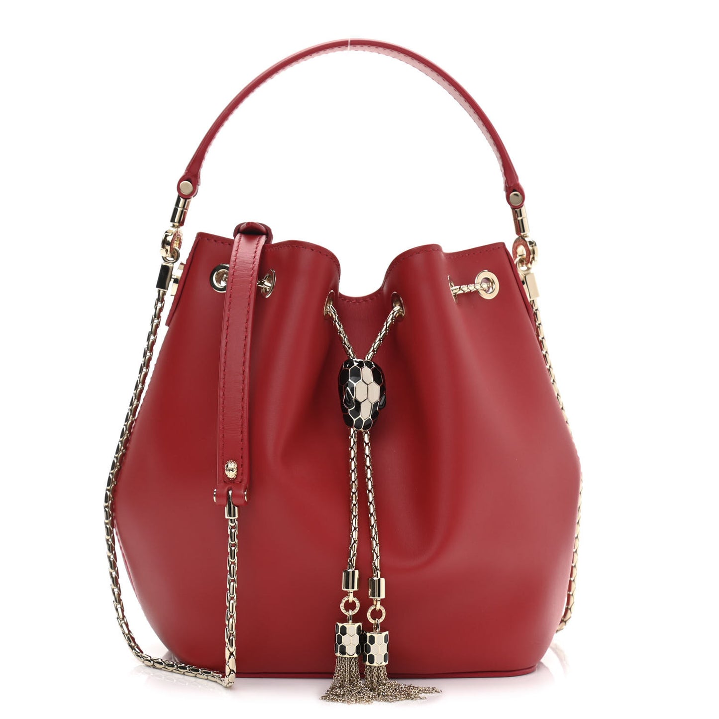 Calfskin Serpenti Forever Bucket Bag Red