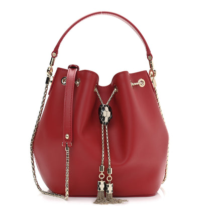 Bulgari Calfskin Serpenti Forever Bucket Bag Red 1 of 11