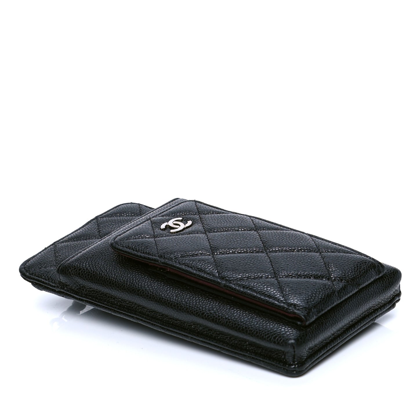 Caviar Quilted CC Phone Holder Black