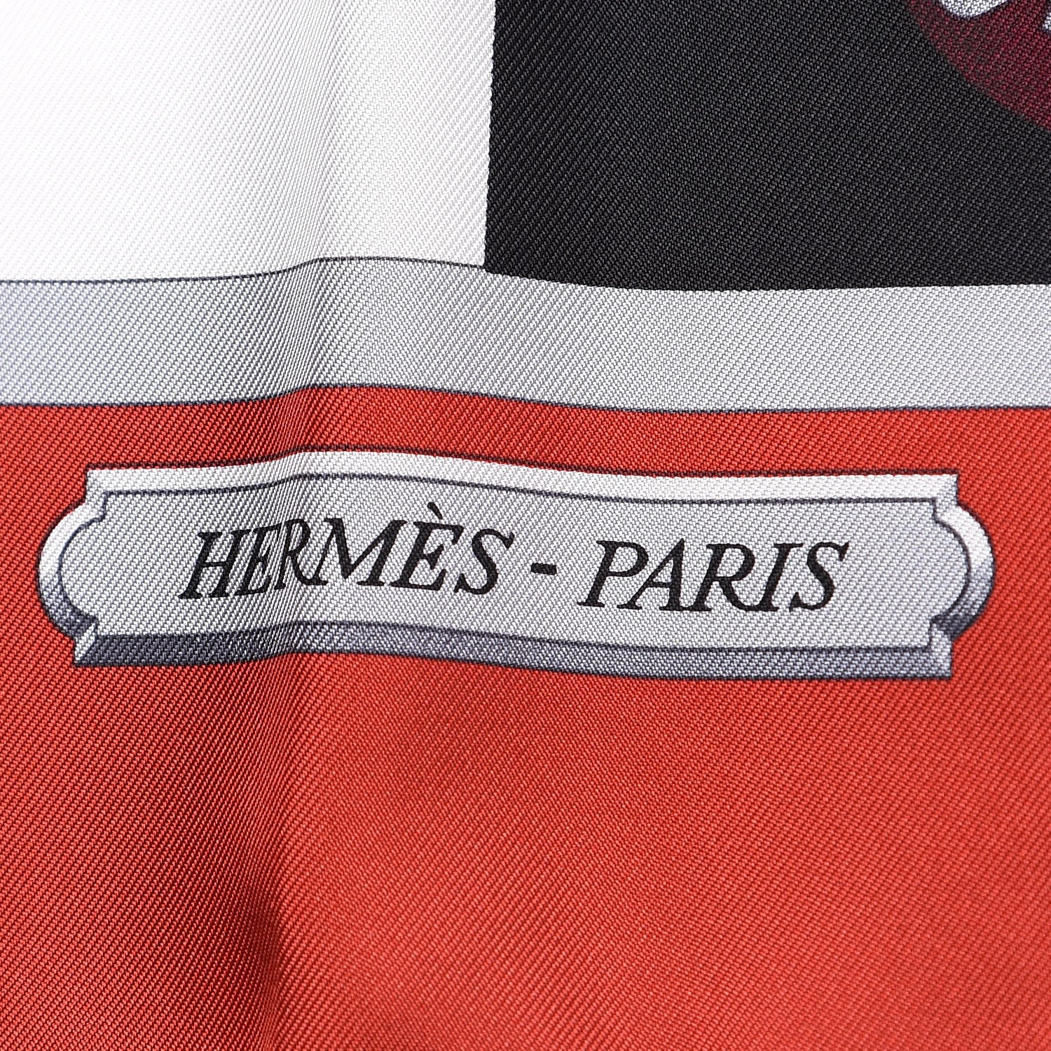 Hermes Silk Harnais De Cour Scarf 90 Bordeaux Black Corail 4 of 10